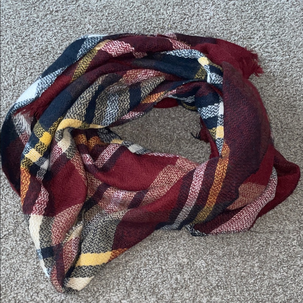 Plaid Scarf in Red, Yellow, and Black